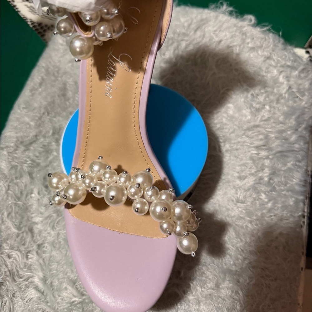 Lauren Lorraine Soft Violet Blush Heels with Pearl Accents - Picture 4 of 7